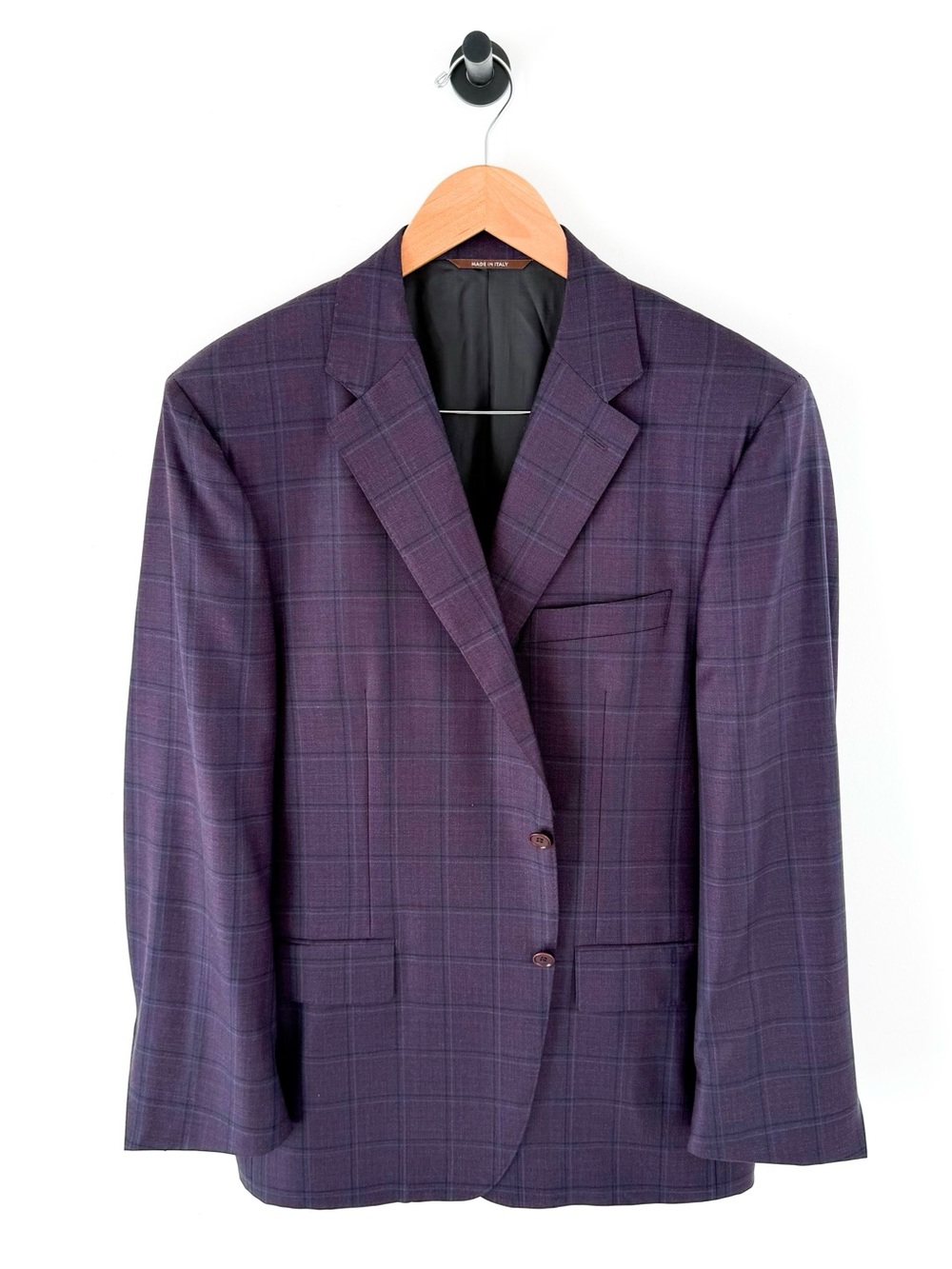 NEW Canali Men's Purple Plaid Italian Wool Sport Coat Blazer Men's 44R